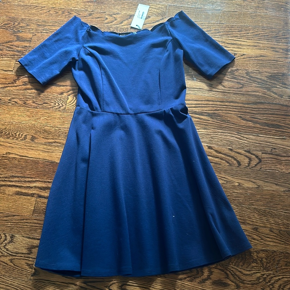 Navy Blue Off Shoulder Dress